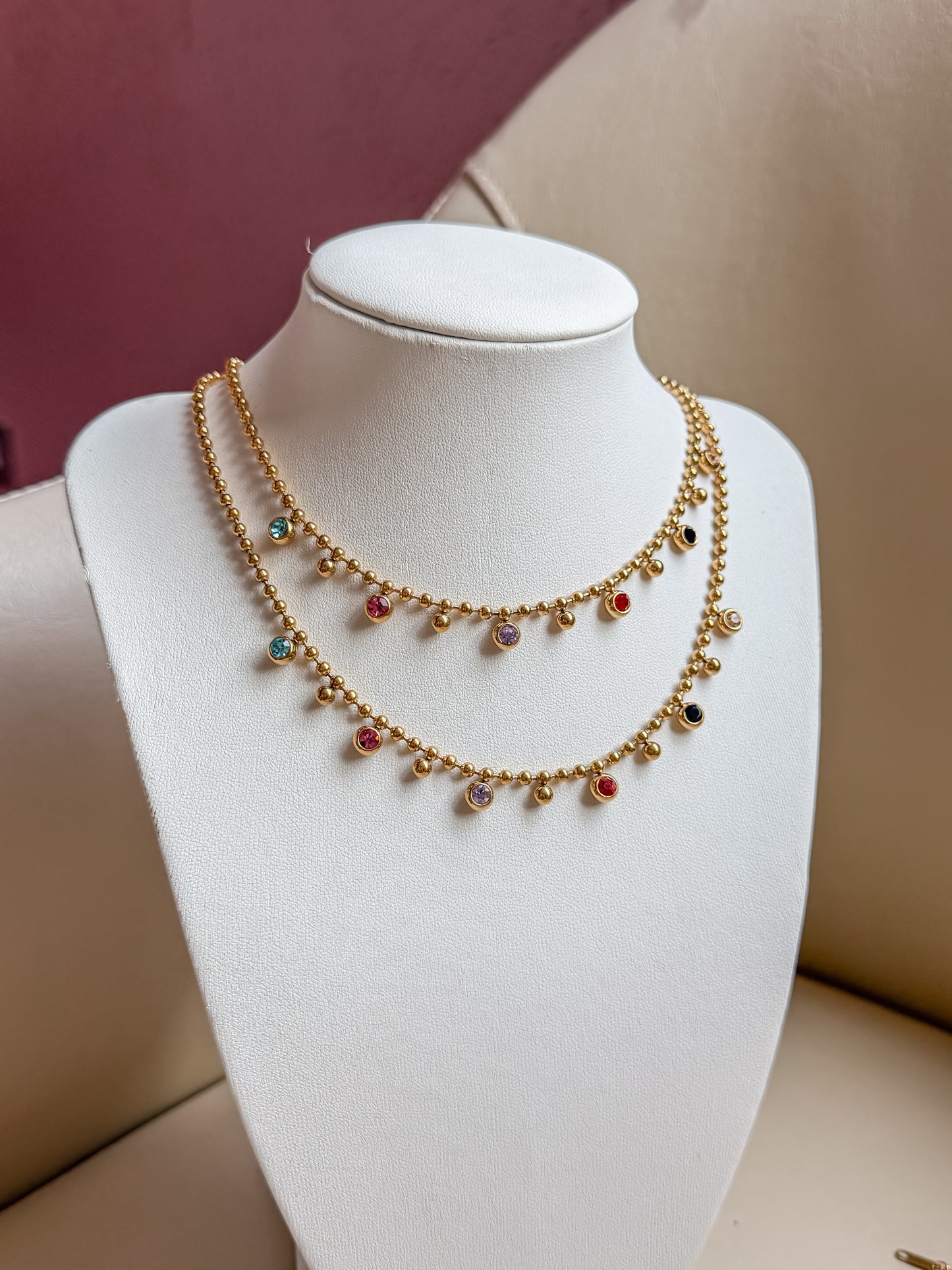 Rainbow dot necklace