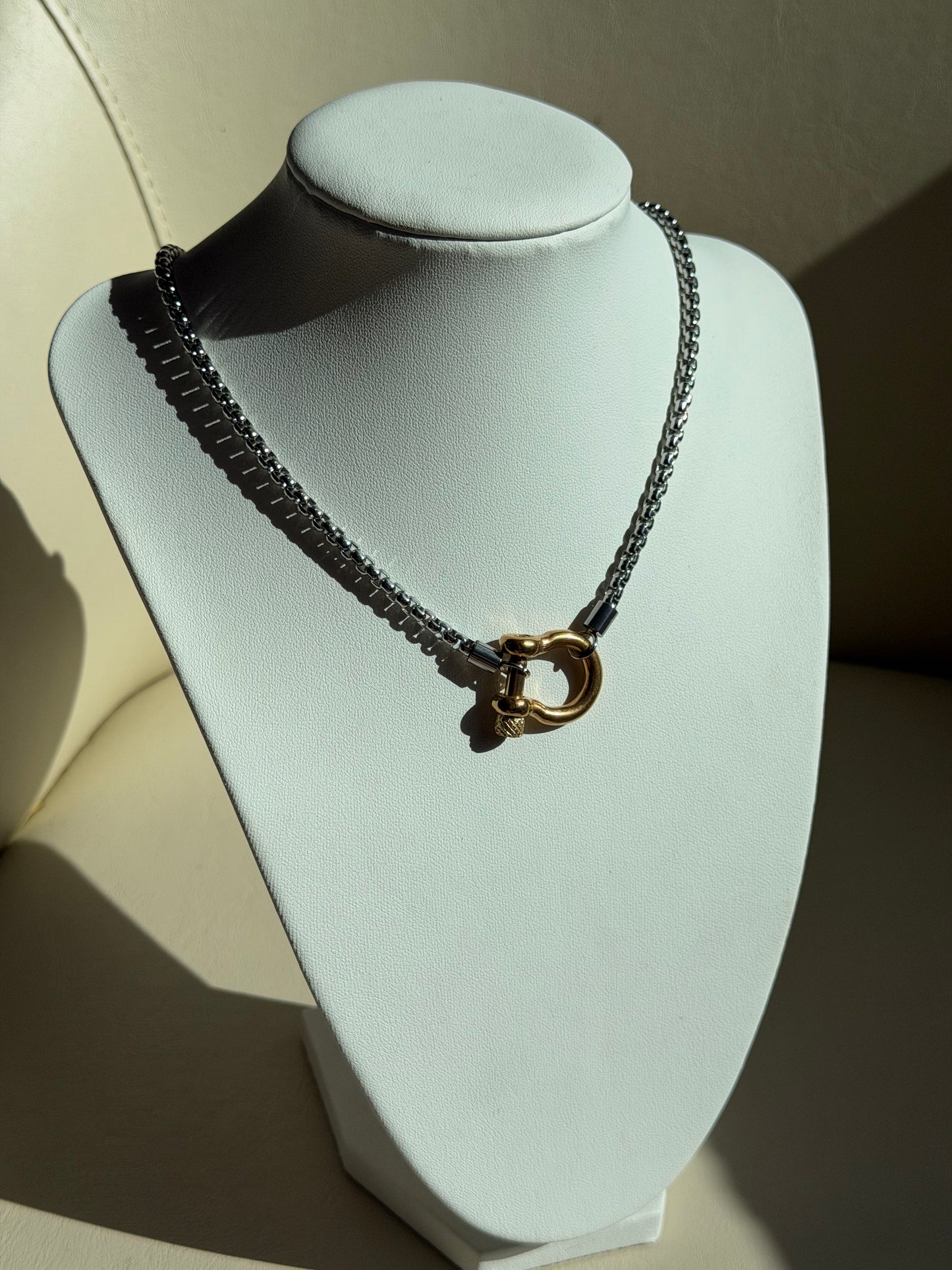 Silver + gold statement necklace