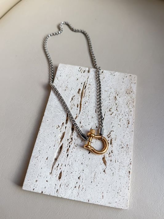 Silver + gold statement necklace