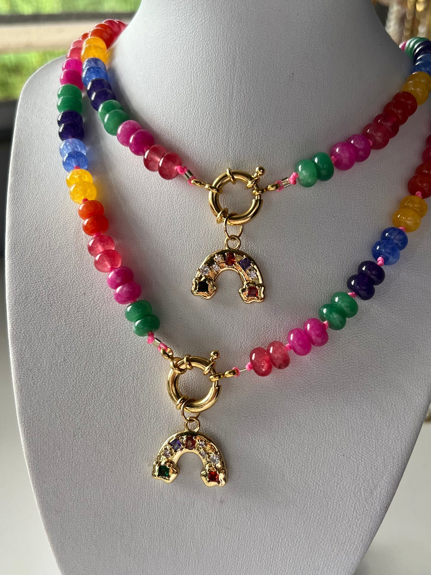 Colorful necklace- hand knotted