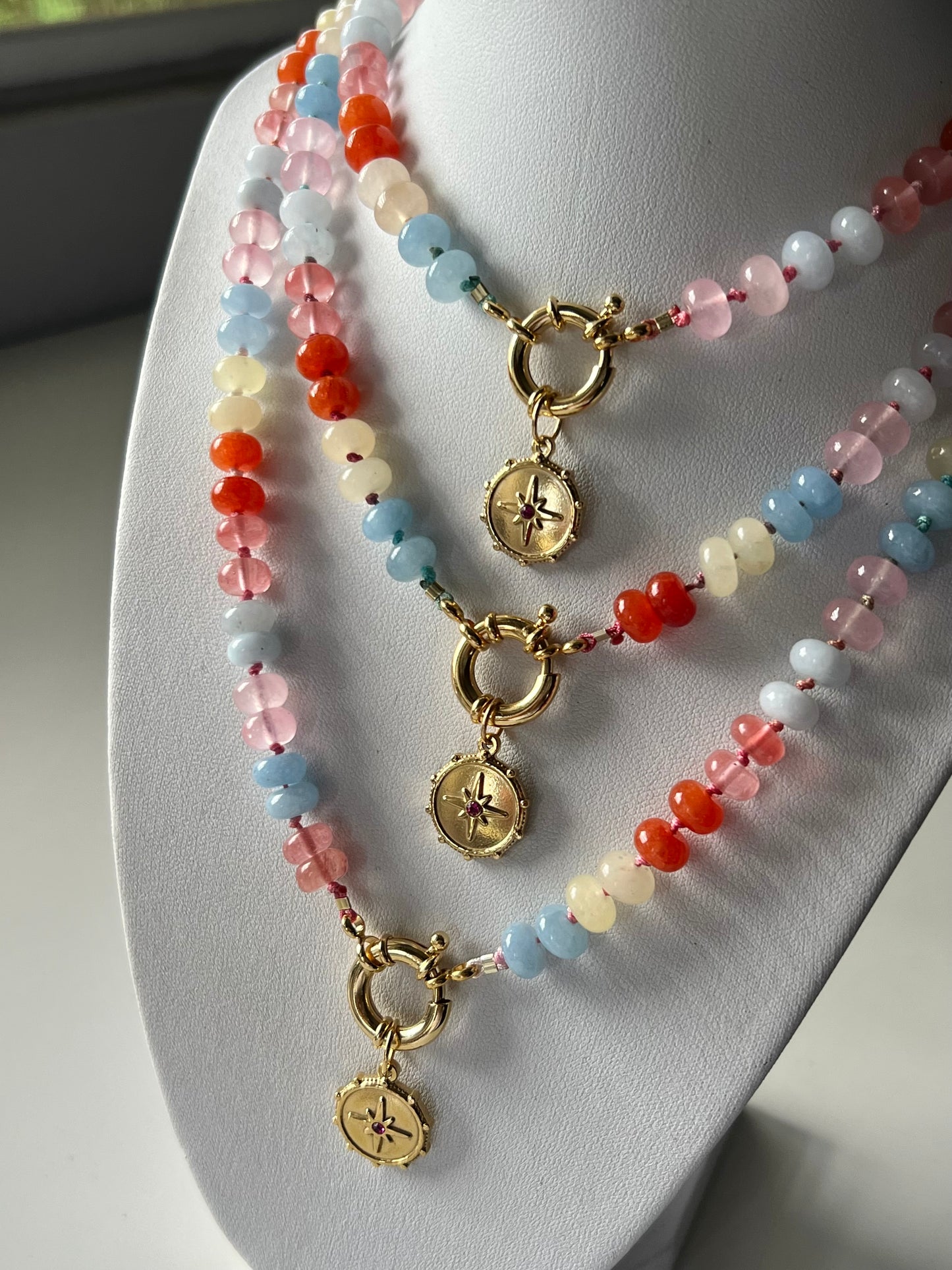 Charm necklace- hand knotted